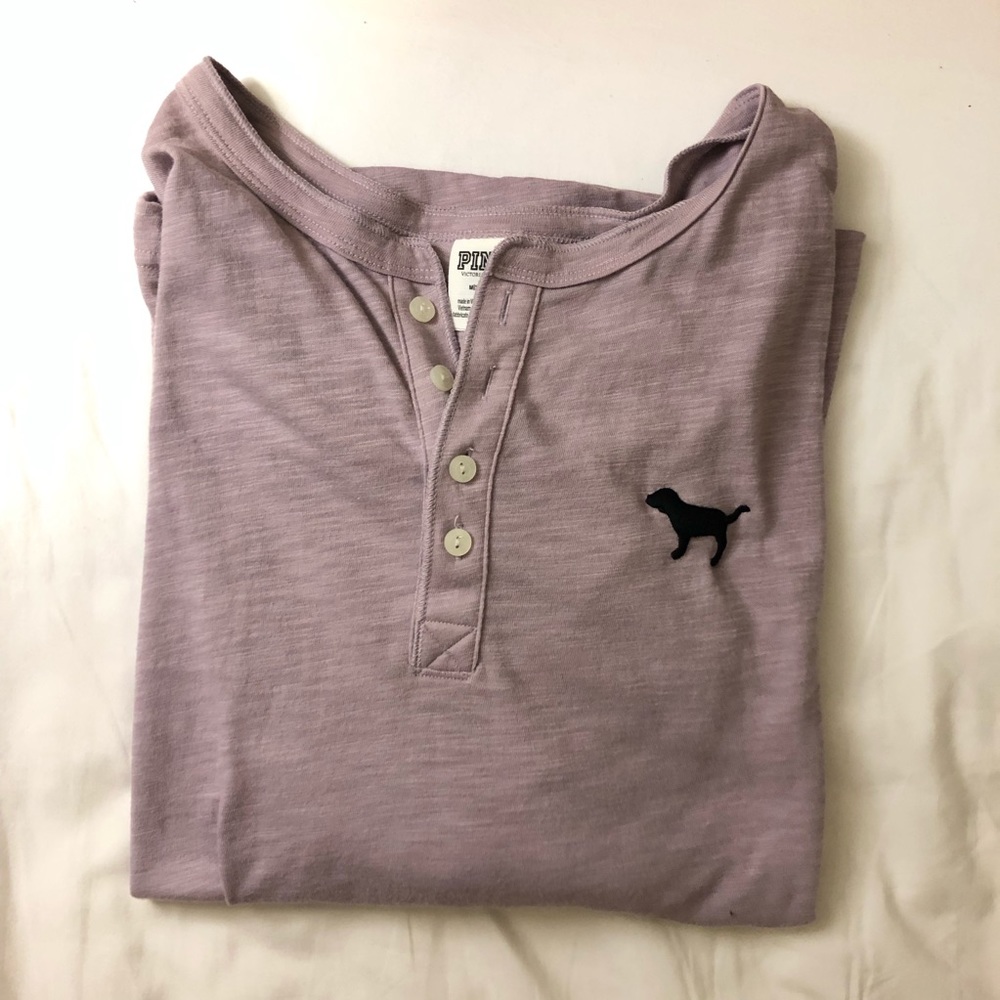 PINK Long Sleeve Henley